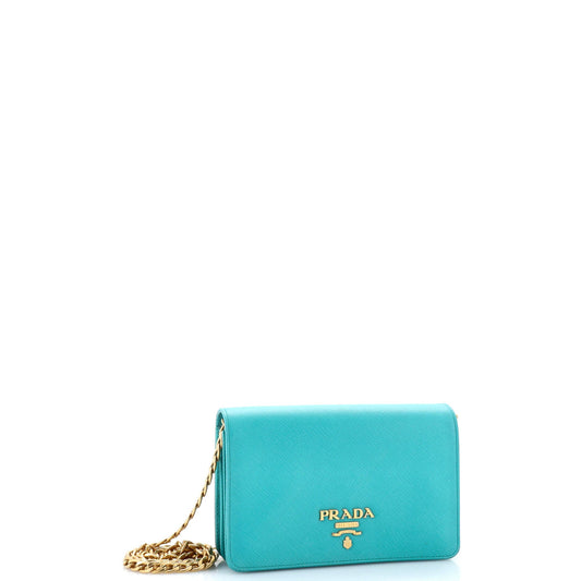 Prada Chain Wallet Crossbody Saffiano Leather