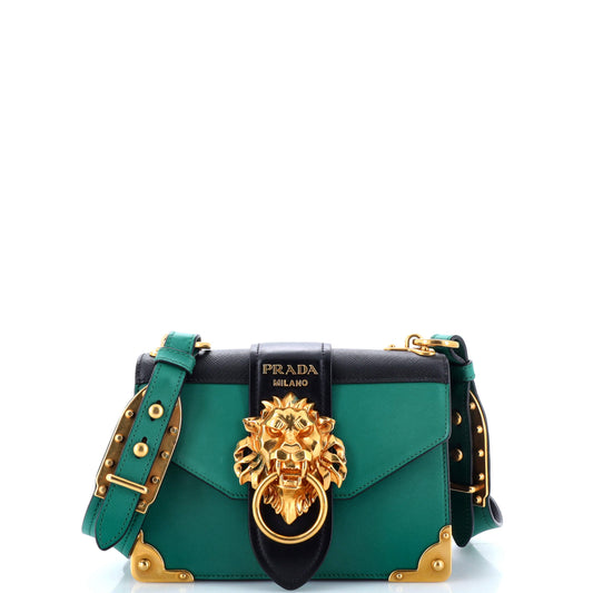 Prada Animalier Cahier Crossbody Bag City Calf and Saffiano Small