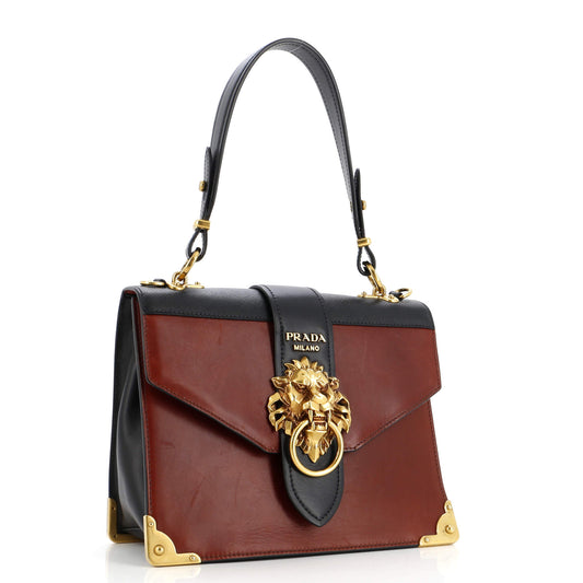 Prada Animalier Cahier Convertible Shoulder Bag City Calf and Saffiano Medium