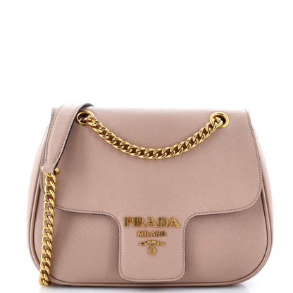 Prada Pattina Flap Shoulder Bag Saffiano Leather Small
