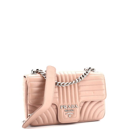 Prada Chain Flap Shoulder Bag Diagramme Quilted Leather Medium