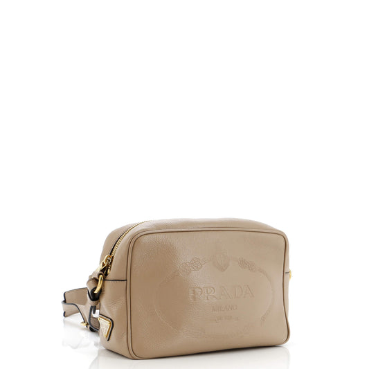 Prada Logo Camera Bag Embossed Leather Small