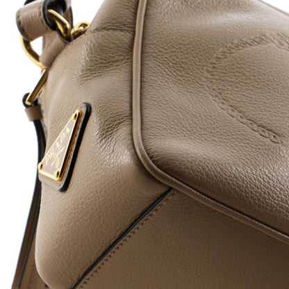 Prada Logo Camera Bag Embossed Leather Small