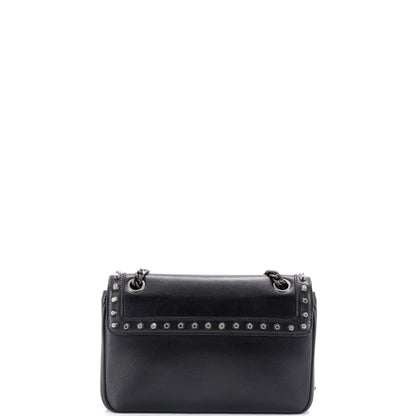 Prada Chain Flap Bag Studded Glazed Calfskin Medium