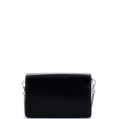 Prada Maxi Triangle Logo Chain Flap Bag Brushed Leather Small