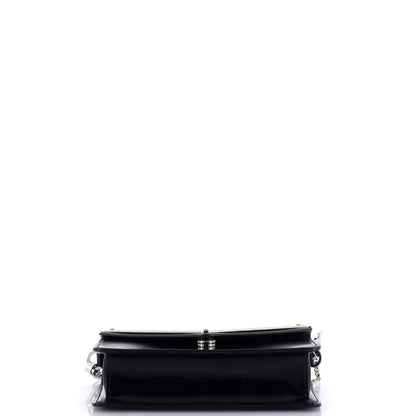 Prada Maxi Triangle Logo Chain Flap Bag Brushed Leather Small