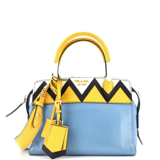 Prada Esplanade Tote City Calf and Greca Saffiano Medium