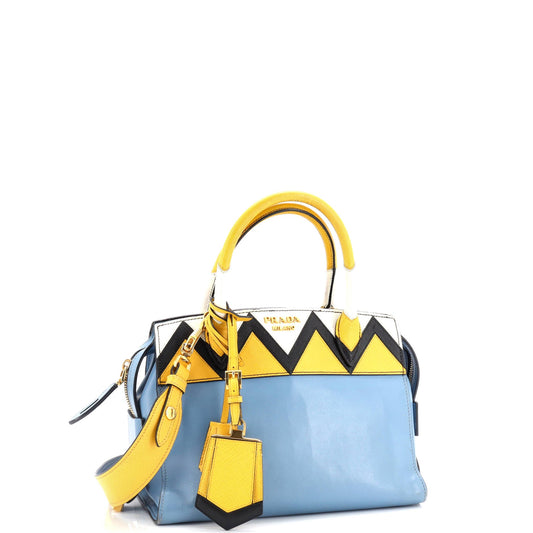 Prada Esplanade Tote City Calf and Greca Saffiano Medium