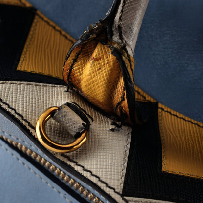 Prada Esplanade Tote City Calf and Greca Saffiano Medium