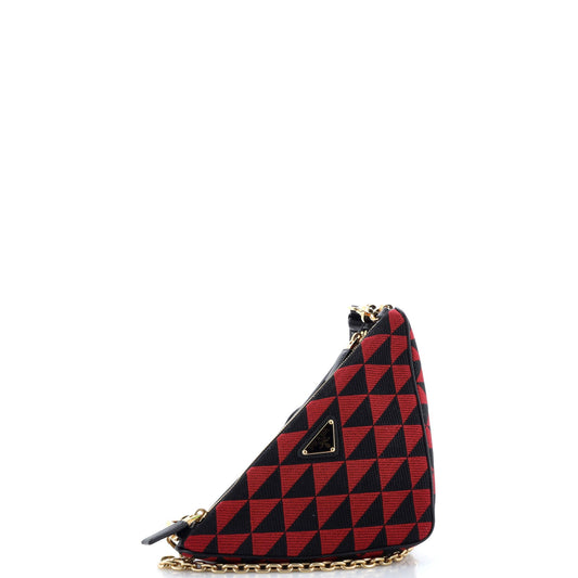 Prada Double Symbole Triangle Bag Leather and Jacquard Mini