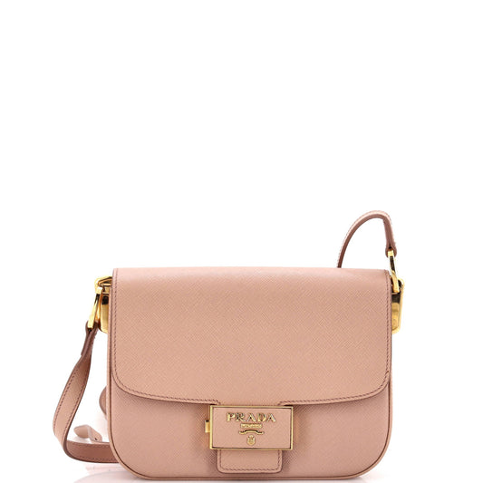 Prada Embleme Flap Bag Saffiano Leather Small