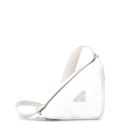 Prada Triangle Logo Zip Around Shoulder Bag Saffiano Leather