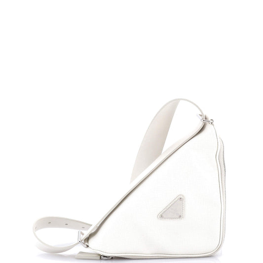 Prada Triangle Logo Zip Around Shoulder Bag Saffiano Leather