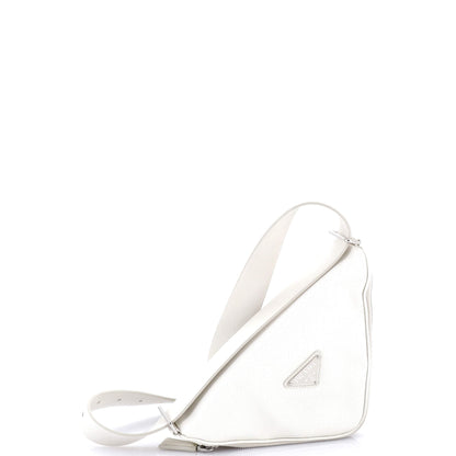 Prada Triangle Logo Zip Around Shoulder Bag Saffiano Leather