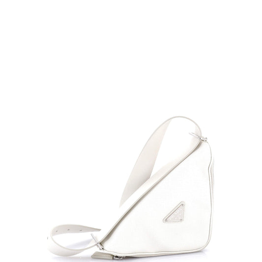 Prada Triangle Logo Zip Around Shoulder Bag Saffiano Leather