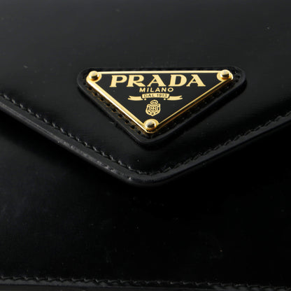 Prada Triangle Logo Plaque Envelope Chain Shoulder Bag Saffiano Leather