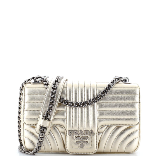 Prada Chain Flap Shoulder Bag Diagramme Quilted Leather Medium