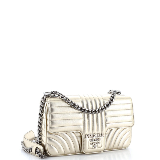 Prada Chain Flap Shoulder Bag Diagramme Quilted Leather Medium