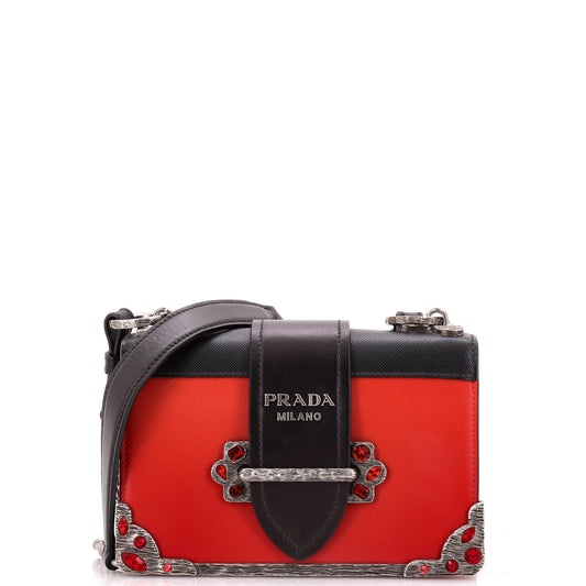 Prada Cahier Chain Crossbody Bag City Calf and Saffiano Small