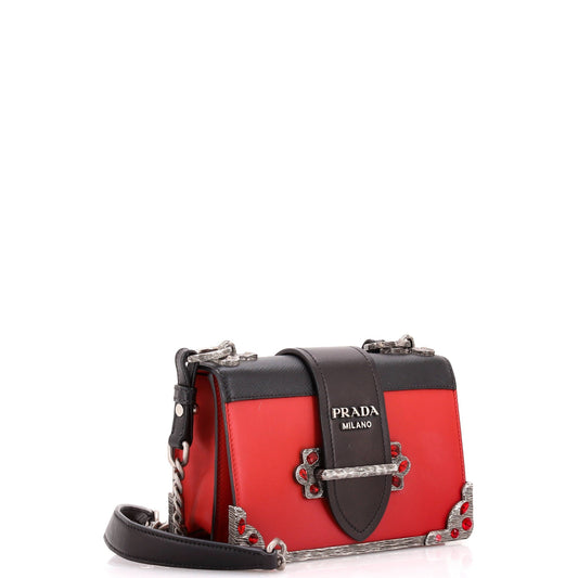Prada Cahier Chain Crossbody Bag City Calf and Saffiano Small