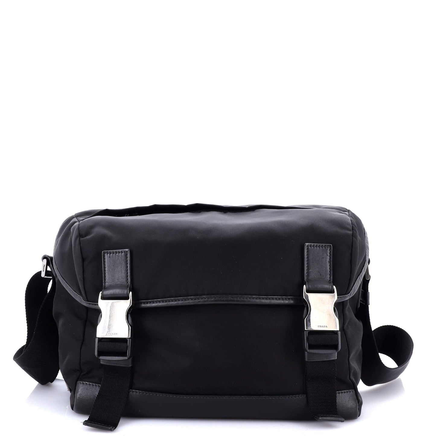 Prada Double Buckle Flap Messenger Bag Tessuto Large