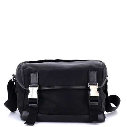 Prada Double Buckle Flap Messenger Bag Tessuto Large