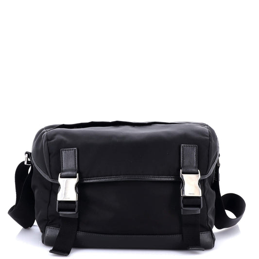 Prada Double Buckle Flap Messenger Bag Tessuto Large