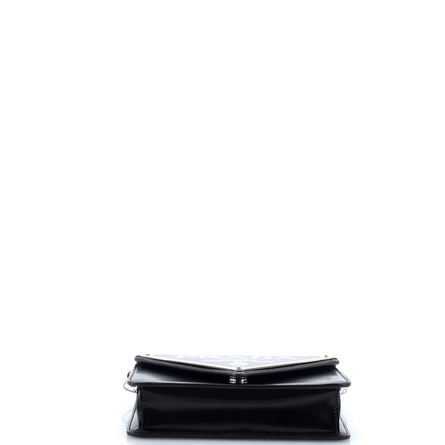 Prada Maxi Triangle Logo Chain Flap Bag Brushed Leather Small