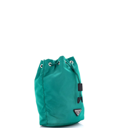 Prada Drawstring Wristlet Bucket Bag Tessuto Small