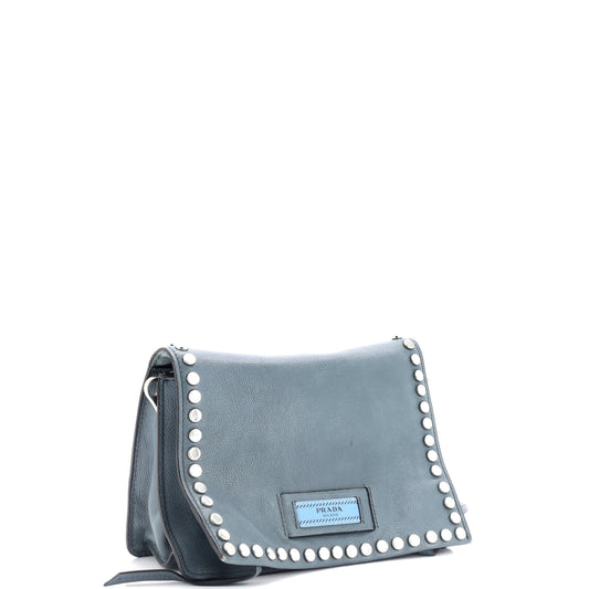 Prada Etiquette Flap Bag Studded Glace Calfskin Small