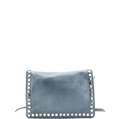 Prada Etiquette Flap Bag Studded Glace Calfskin Small