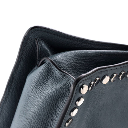 Prada Etiquette Flap Bag Studded Glace Calfskin Small