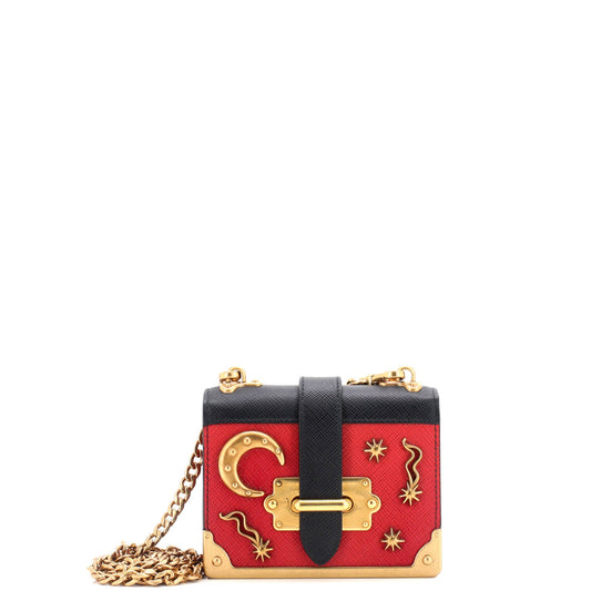 Prada Cahier Crossbody Bag Embellished Leather Micro