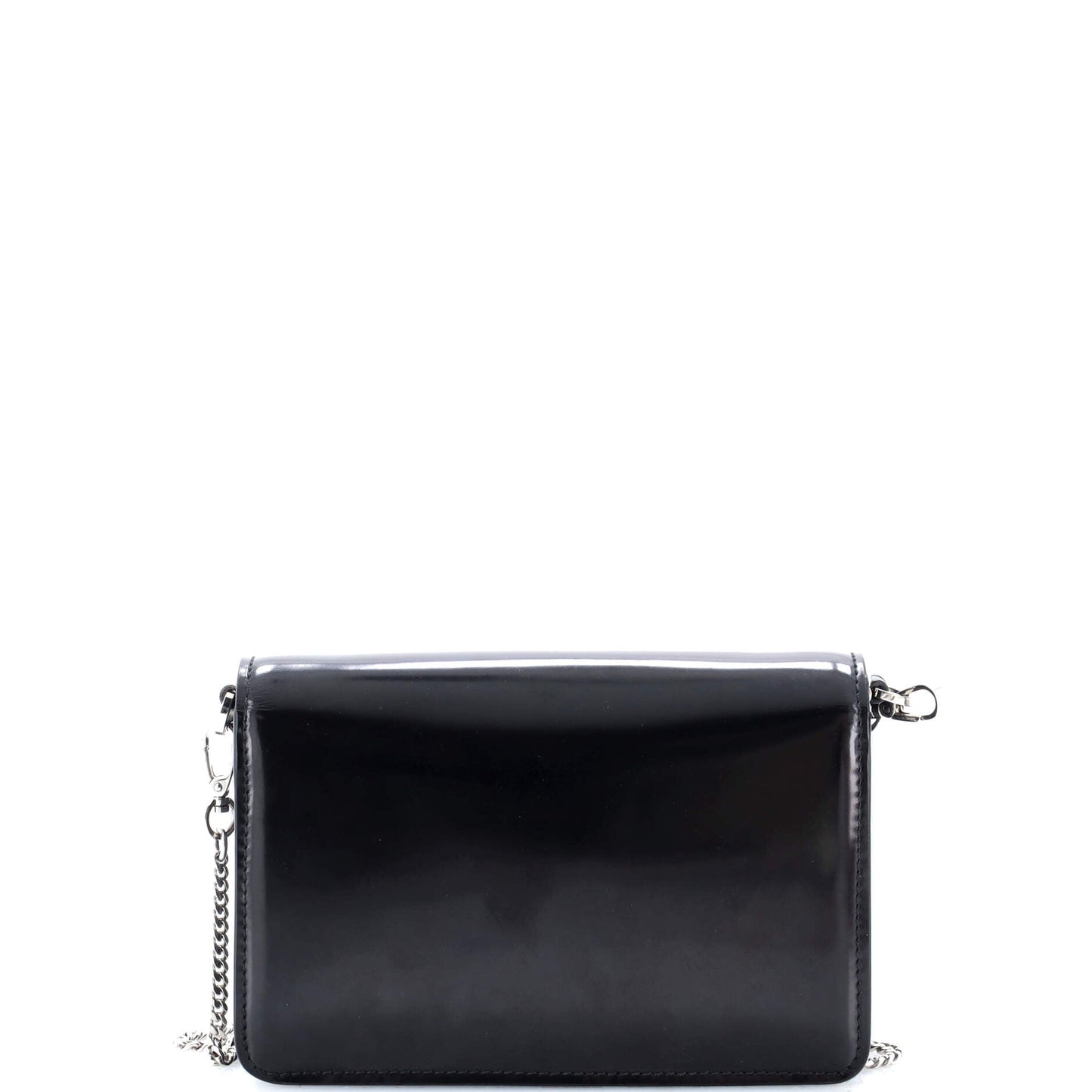 Prada Maxi Triangle Logo Chain Flap Bag Brushed Leather Small