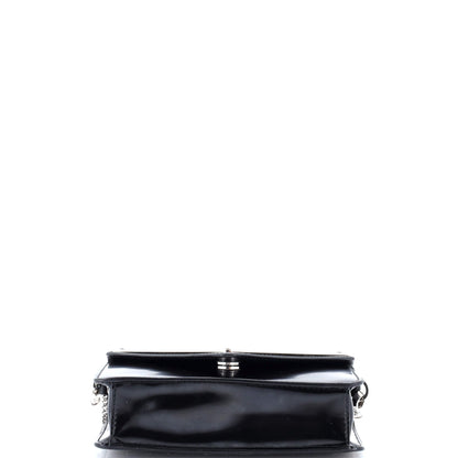 Prada Maxi Triangle Logo Chain Flap Bag Brushed Leather Small