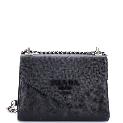 Prada Monochrome Shoulder Bag Saffiano Leather Medium