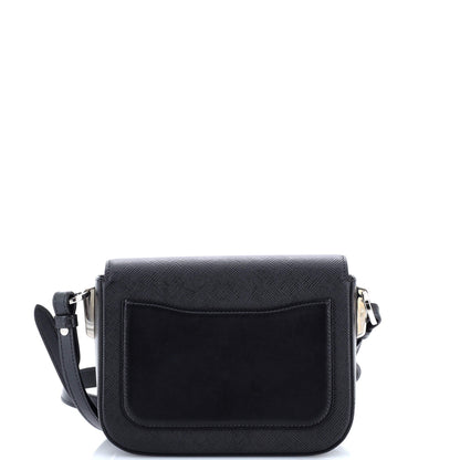 Prada Identity Flap Shoulder Bag Saffiano with City Calf Small
