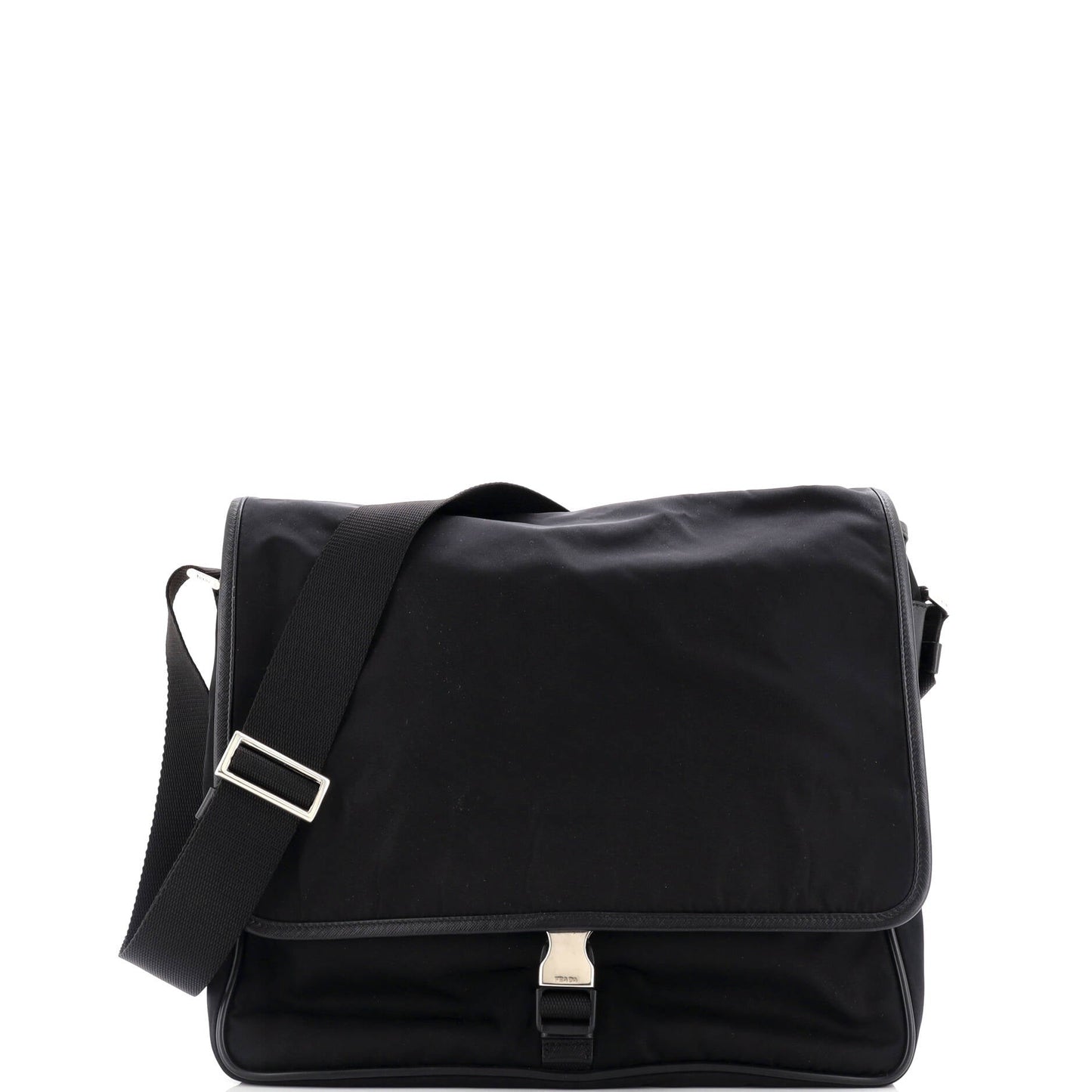 Prada Impunturato Buckle Flap Messenger Bag Quilted Tessuto Small