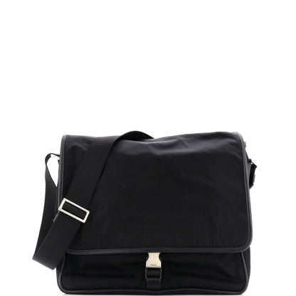 Prada Impunturato Buckle Flap Messenger Bag Quilted Tessuto Small