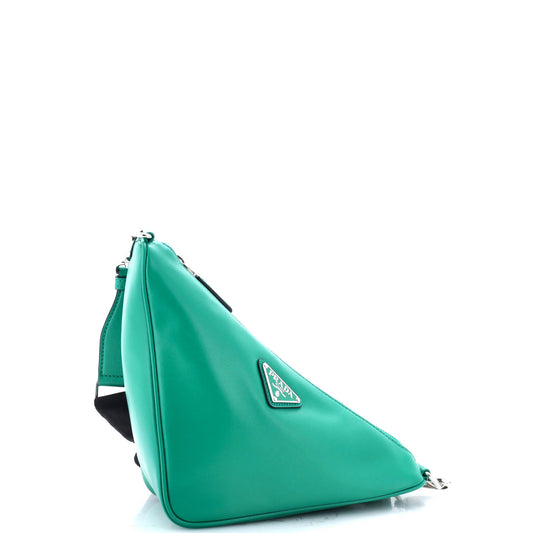 Prada Triangle Logo Zip Crossbody Bag Soft Leather Small