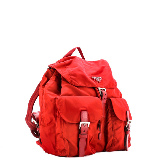 Prada Vela Double Front Pocket Backpack Tessuto with Saffiano Leather Medium
