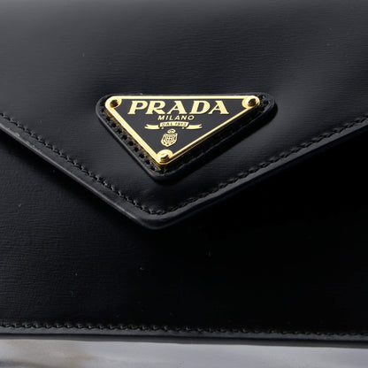 Prada Triangle Logo Envelope Chain Crossbody Bag Leather
