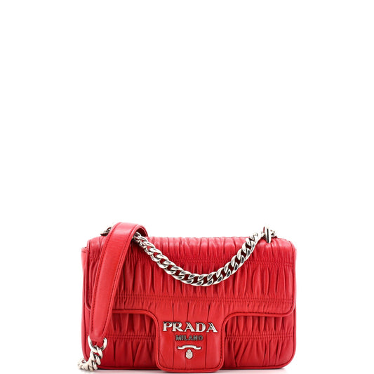 Prada Chain Flap Shoulder Bag Nappa Gaufre Small
