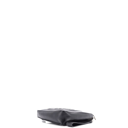 Prada Triangle Logo Wristlet Pouch Embossed Leather