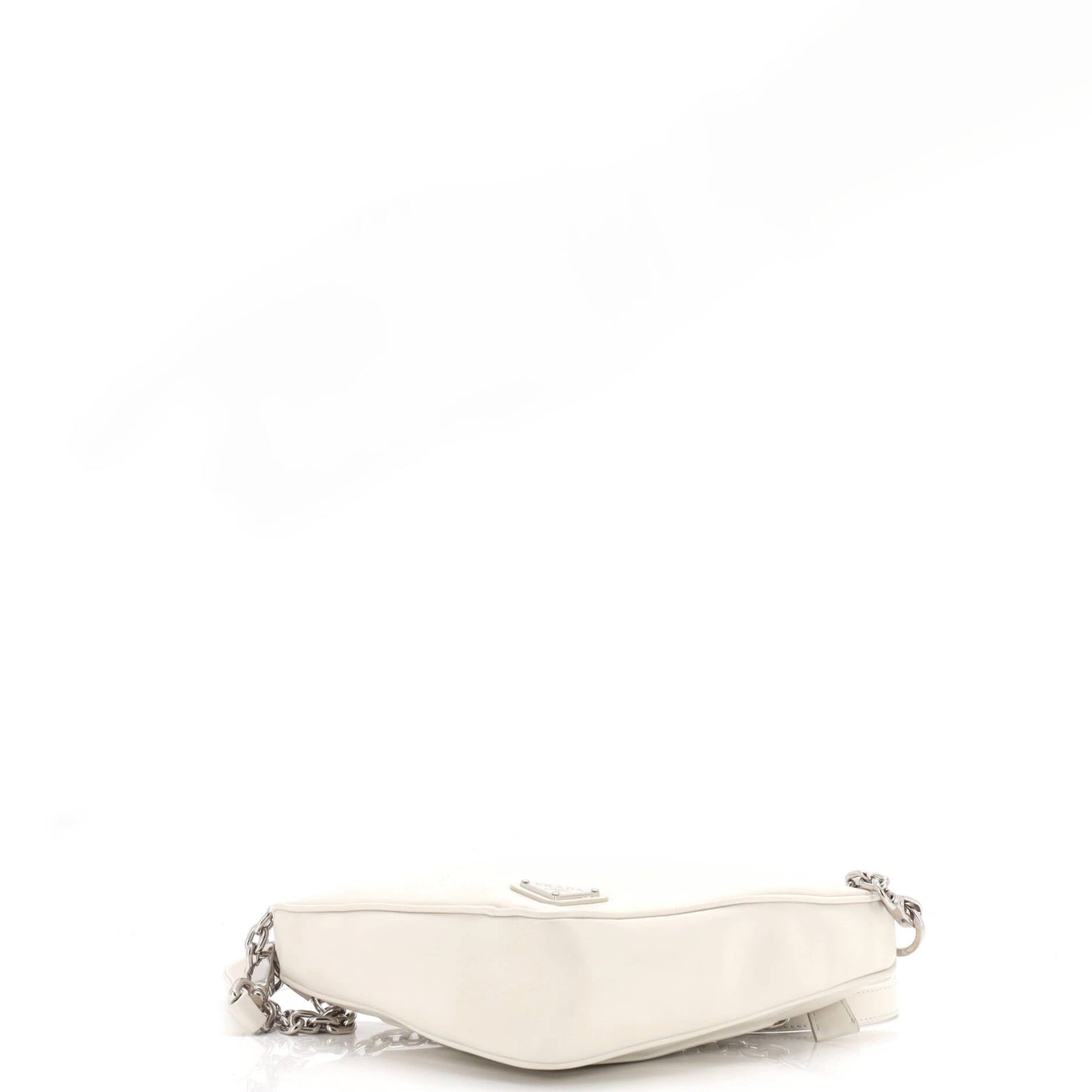 Prada Triangle Logo Zip Shoulder Bag Embossed Leather Mini