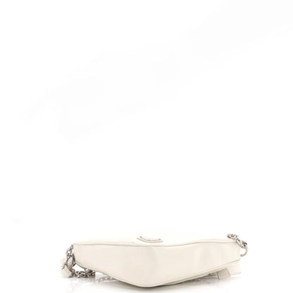 Prada Triangle Logo Zip Shoulder Bag Embossed Leather Mini