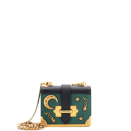 Prada Cahier Crossbody Bag Embellished Leather Micro