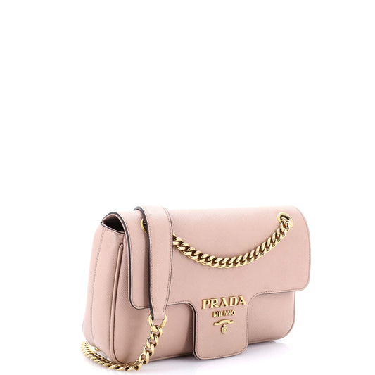 Prada Pattina Flap Shoulder Bag Saffiano Leather Small