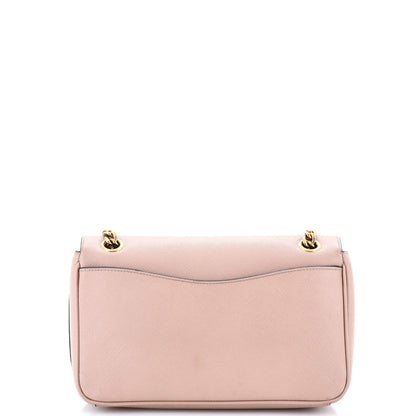 Prada Pattina Flap Shoulder Bag Saffiano Leather Small