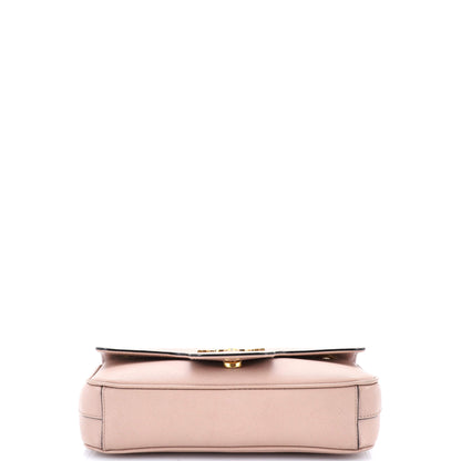 Prada Pattina Flap Shoulder Bag Saffiano Leather Small
